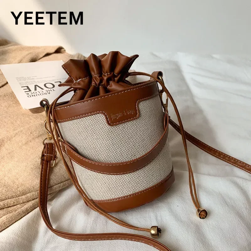 Leisure Handbag Female New Simplicity Straw Bucket Design Messenger Handbags for Women Bucket Bags