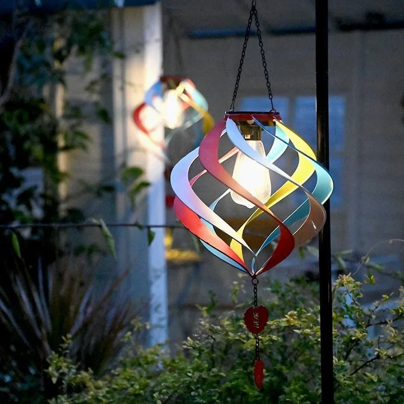 Solar Rotating Hanging Light Outdoor Decorative Lantern Waterproof Pendant Lamp for Garden Balcony Patio Yard Decor