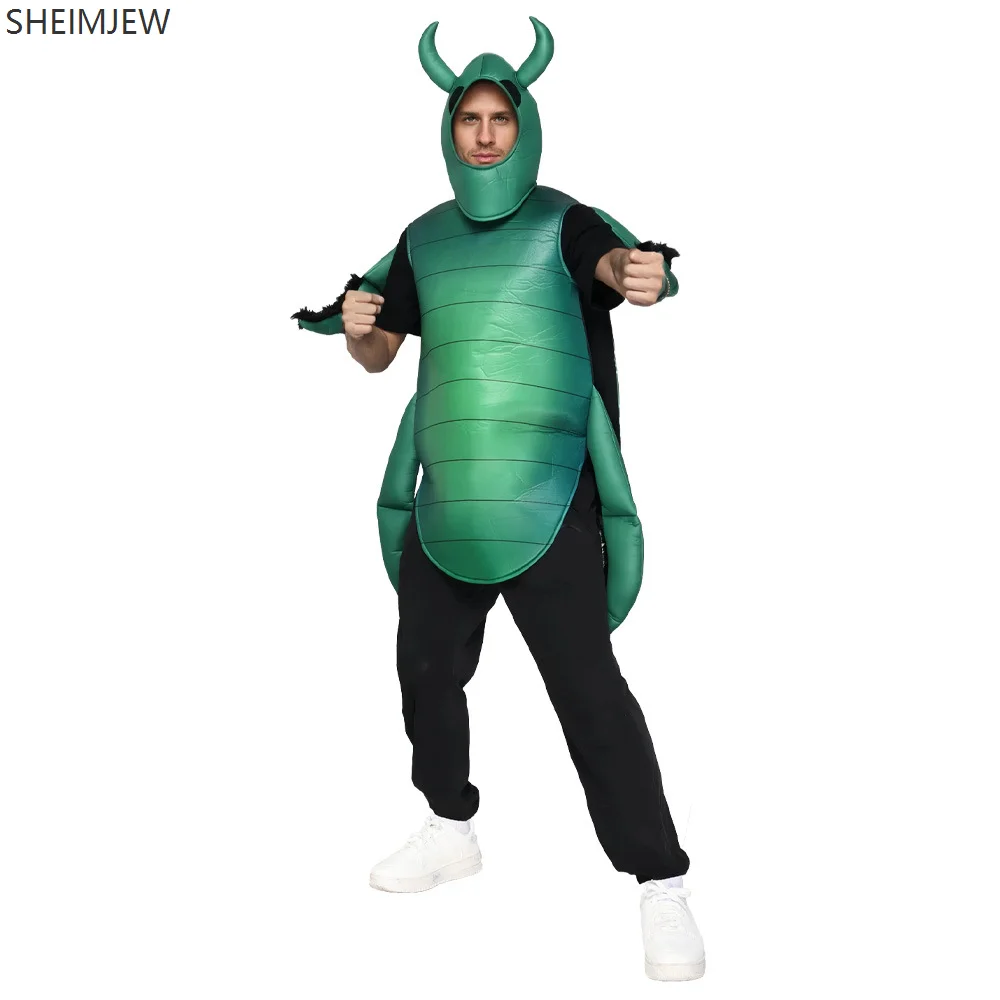 

Unisex Boy Cute Insect Parent-child Halloween Cosplay Costume Girls Green Beetle Children Adult Funny Stage Performance Jumpsuit