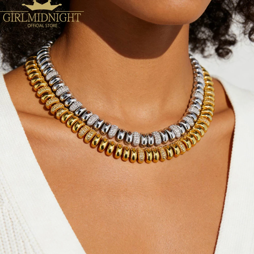 High Quality Herringbone Fashion Jewelry Set Micro Paved Cubic Zirconia CZ Geometric Gold Color Beaded Charm Necklace Bracelet