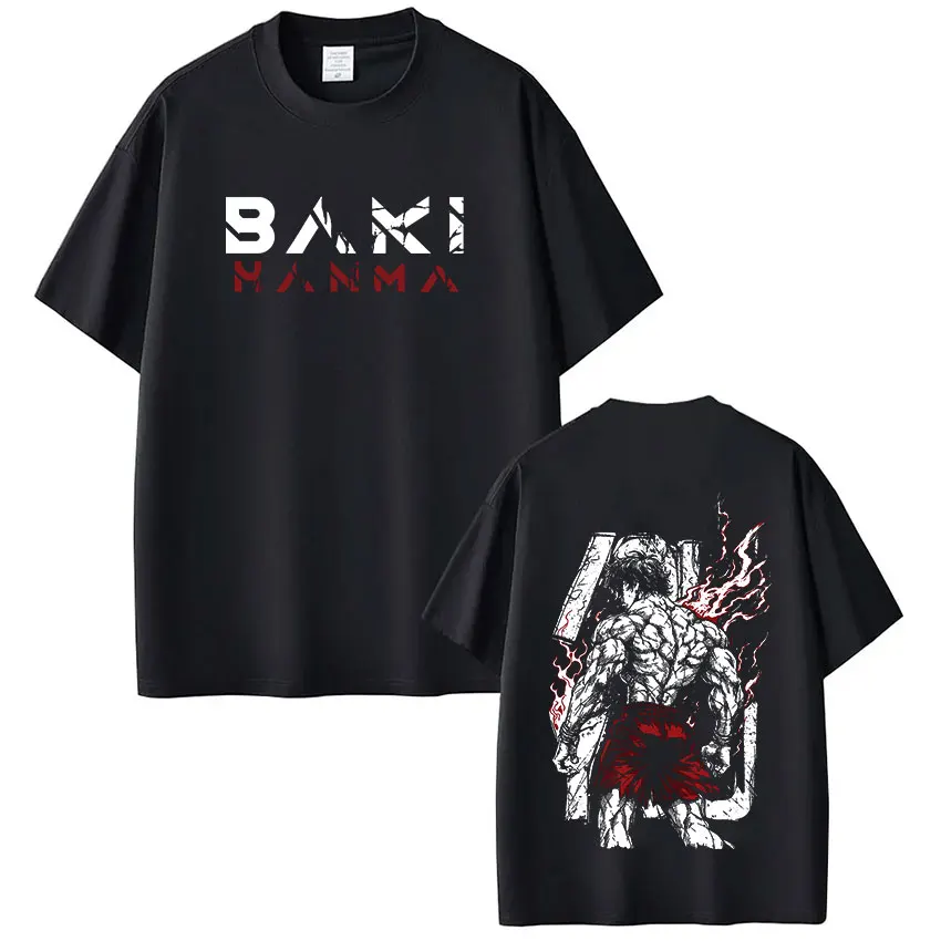 Japanisches Anime Baki The Grappler Hanma Yujiro GYM T-Shirt Herren Damen Kleidung Übergroße Lässige Kurzarm-T-Shirts Streetwear – Detail 5