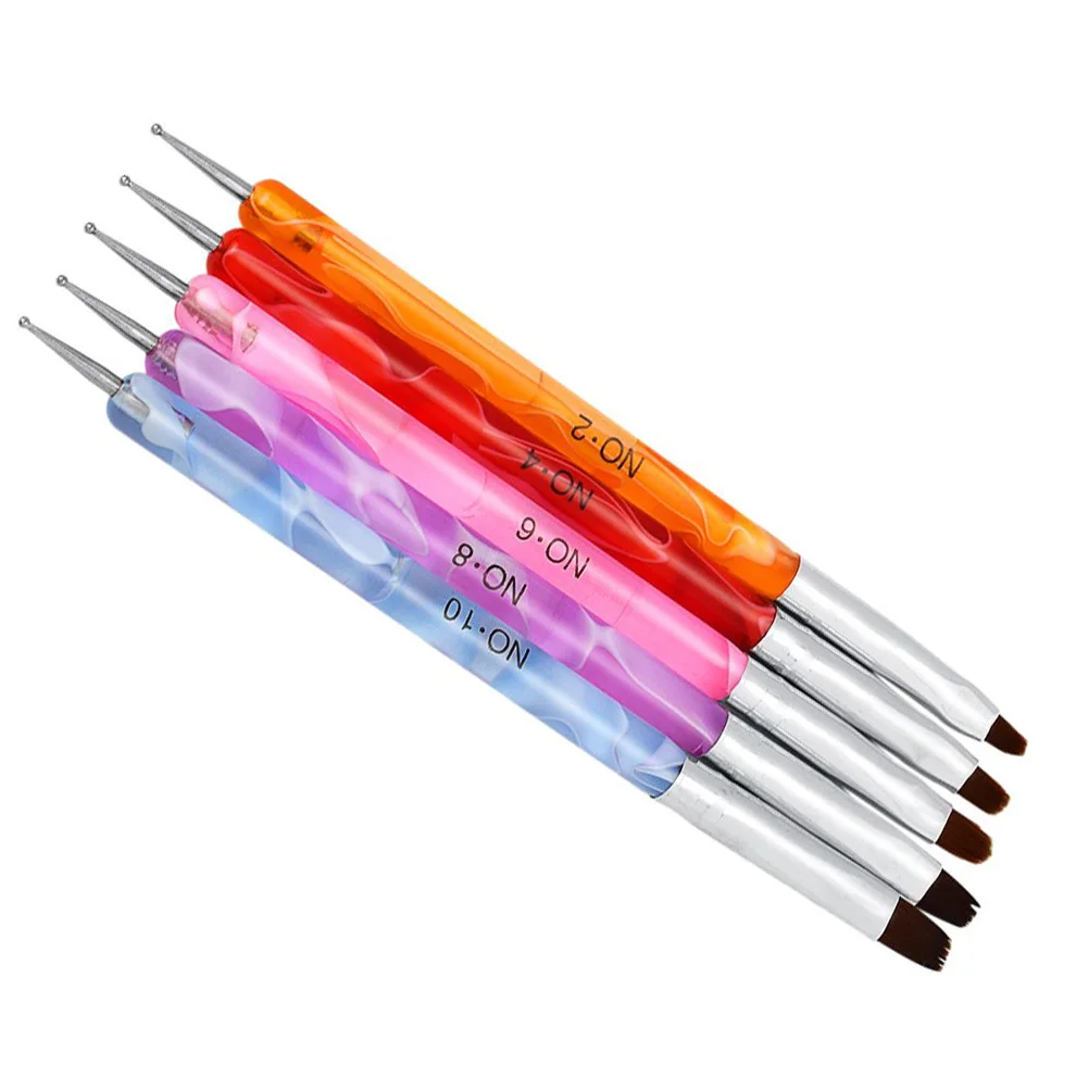 ชุดปากกาเพ้นท์เล็บ 5 ชิ้น พร้อมหัวแปรงไนลอน สำหรับวาดลาย จุดลาย ทำเล็บอะคริลิค เจลยูวี ใช้งานง่าย