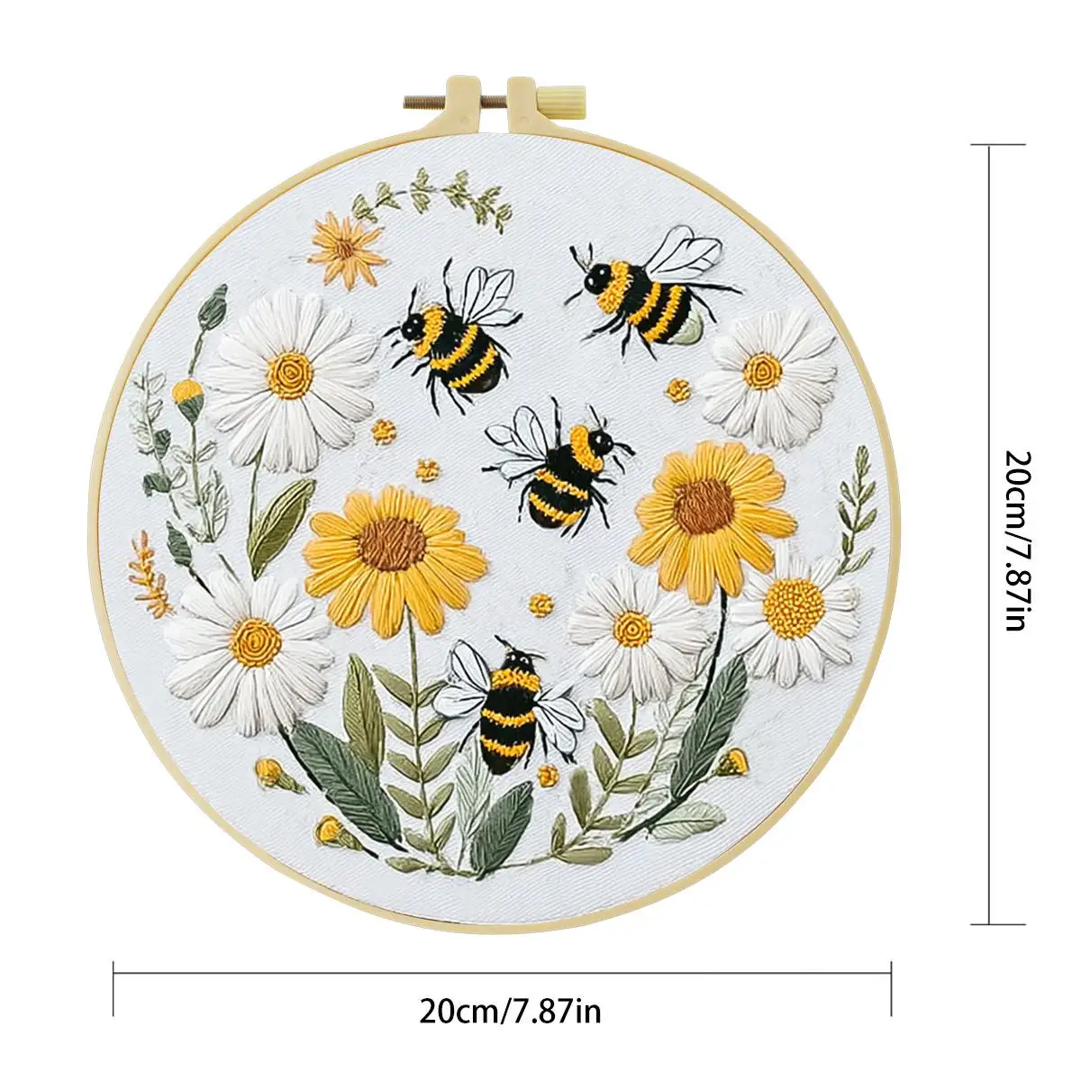 1 Stück 20X20CM/15X15CM 7,87/6,3 Zoll Blumen-Stickerei-Starter-Kit DIY-Kit DIY-Stickerei-Set Handarbeiten Malerei – Detail 2