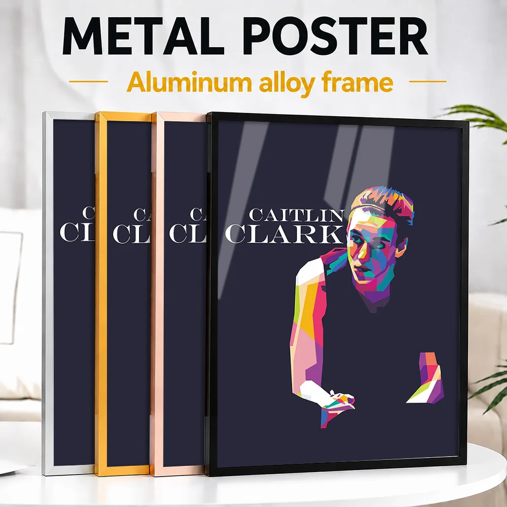 Caitlin Clark Framed Aluminum Metal Poster Customized Photo Dynamic Court Style Wall Art For Sports Bar Premium Collector Gift