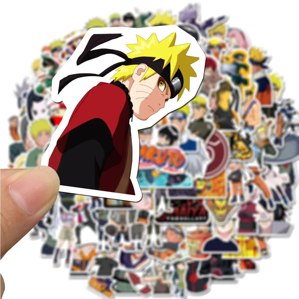 100 szt. Naklejki Naruto nie powtarzające się Uzumaki Naruto Kakashi Uchiha Sasuke Itachi Kawaii kreskówka wodoodporne zabawki Stiker