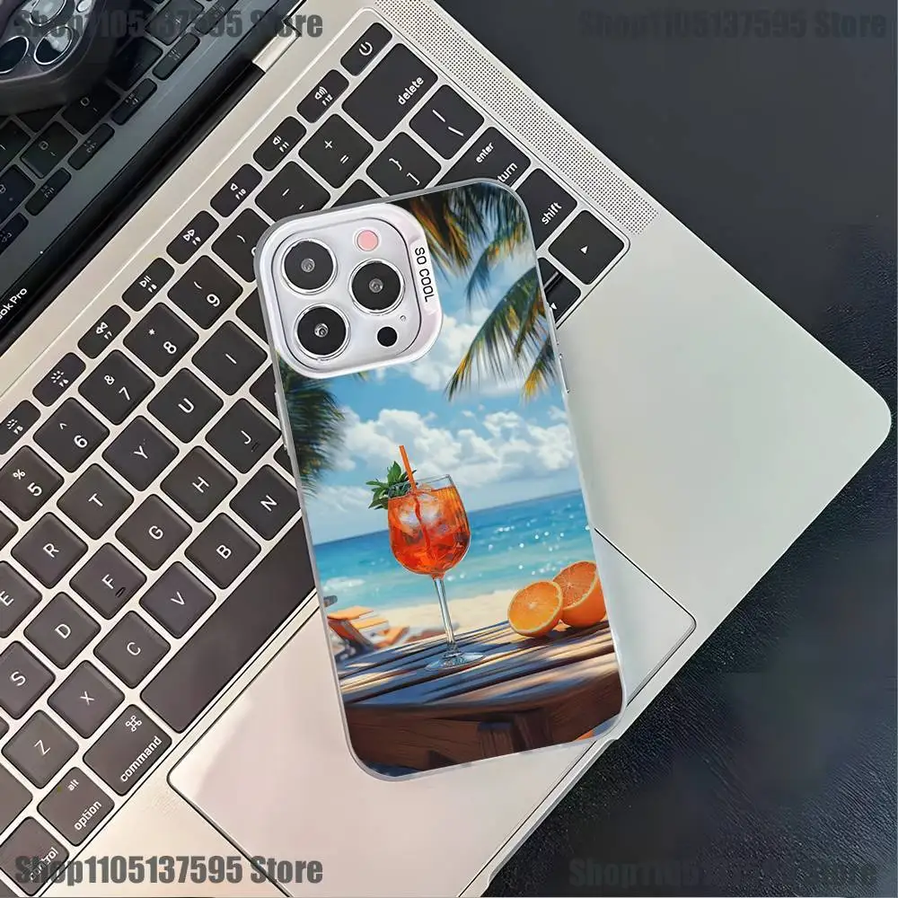 Funda de teléfono Aperol Spritz Art para iPhone 17,16,15,14,13,12,11,Pro,XS,Max,Plus,Mini,SE4,E, funda blanca mate a prueba de golpes