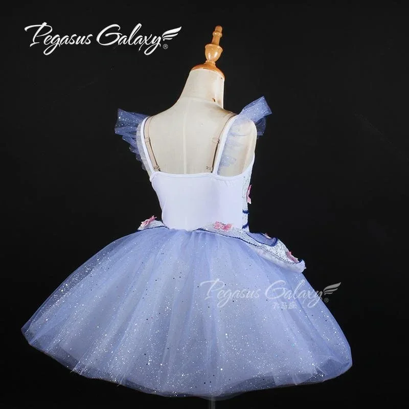 Robe Tutu de Ballet Bleu à Paillettes pour Femme et Fille, Costume de Spectacle de Scène à Fleurs, Vêtements de brevfzLake, pour Adulte
