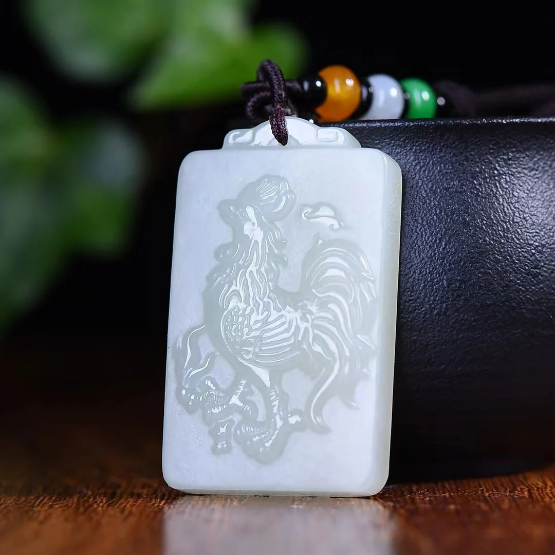 Exquisite Hetian Jade Auspicious Ruyi Chicken Pendant Jewelry 3665#