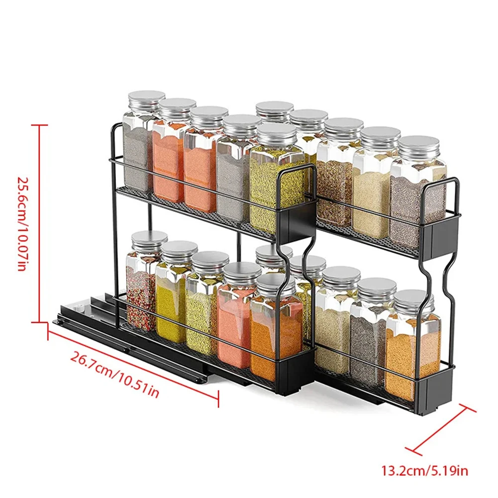 

Металлическая 2-уровневая подставка-органайзер для специй на кухонную столешницу, для хранения бутылок с приправами и соусами над плитой