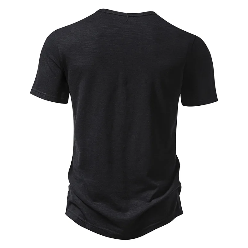 2026 Herren V-Ausschnitt Bambusfaser T-Shirt Mittelstreifen 4-Knopf Kurzarm Eng Anliegend Atmungsaktiv Lässig Sommer Alltags-Oberteil – Detail 11