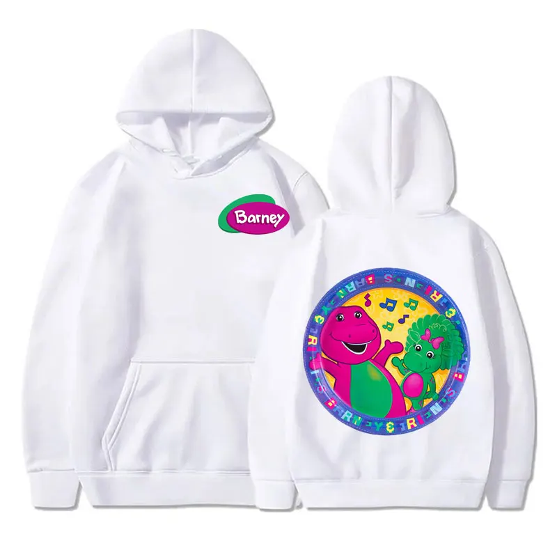 Barney and Friends Graphic Sweatshirt Purple Dinosaur Hoodies Kawaii Clothes Fashion Long Sleeve Hooded for Men Women Streetwear