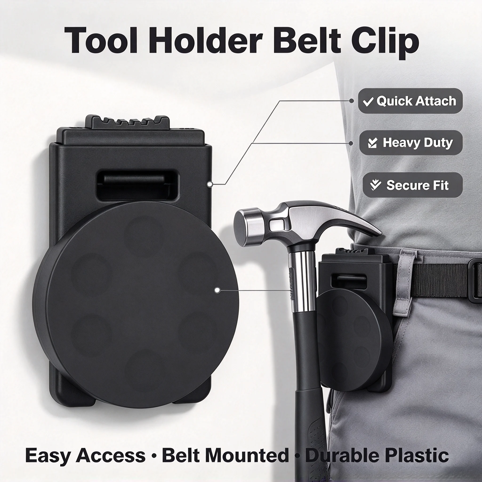 High Quality Non-Slip Tool Holster Belt Clip Metal Adjustable Magnetic Tool Holder Detachable Quick Access Belt Buckle