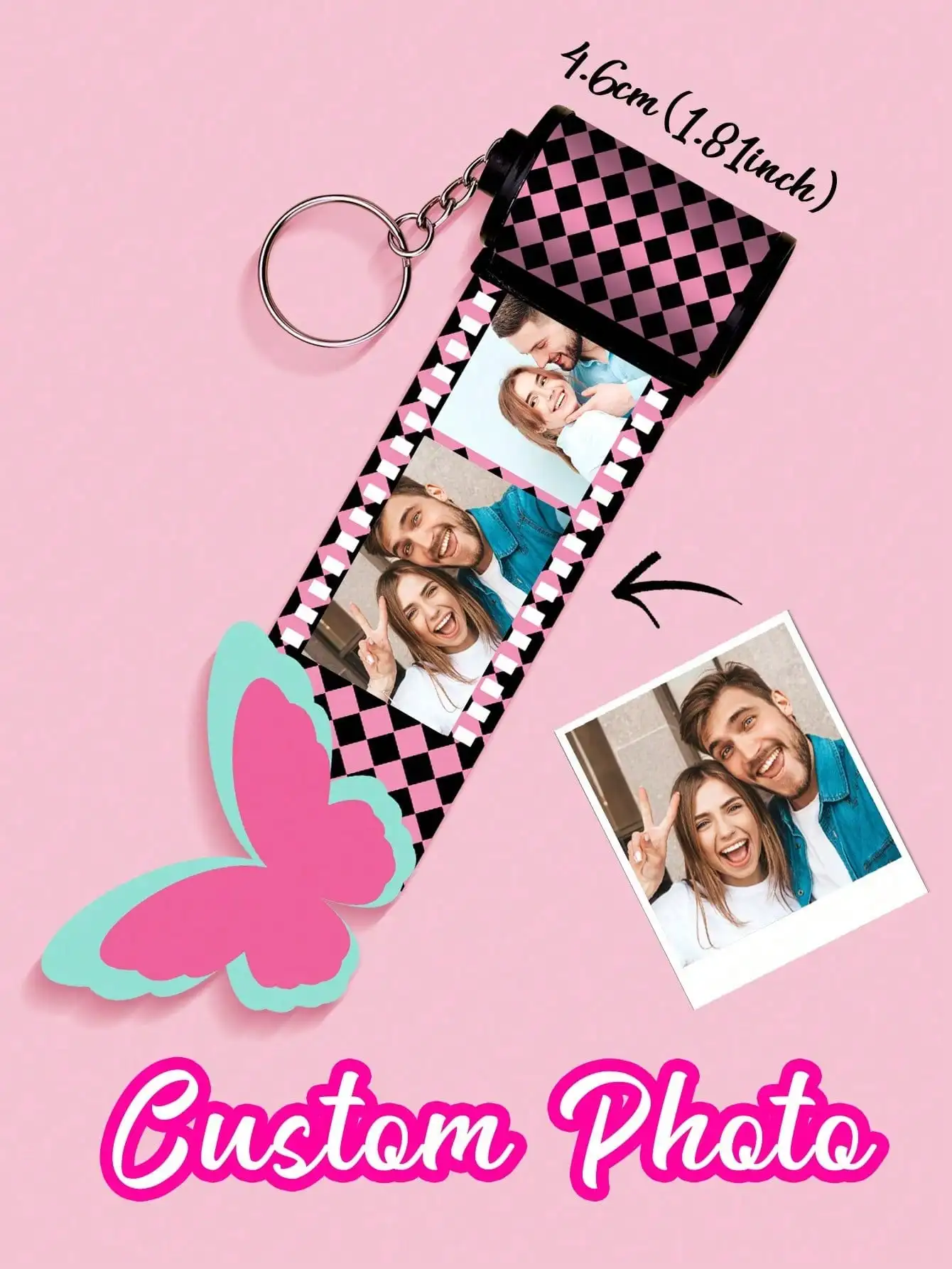 1pc Custom Film Roll Keychain with 5 Photos 3 Styles Gift For Couples Family Boyfriend Girlfriend Anniversary Valentine Him Her image 3