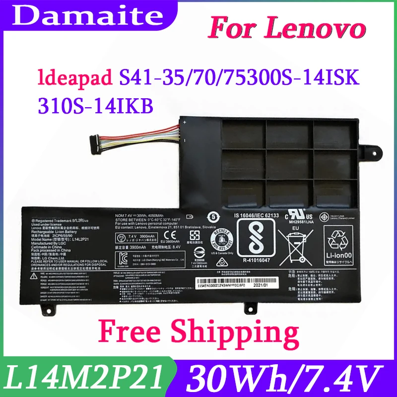 L14L2P21 7.4V 30WH Laptop Battery For Lenovo IdeaPad Yoga 500-14ISK 300S-14ISK 310S-14IKB 310S-15IKB S41-35/70/75 Series L14M2P2