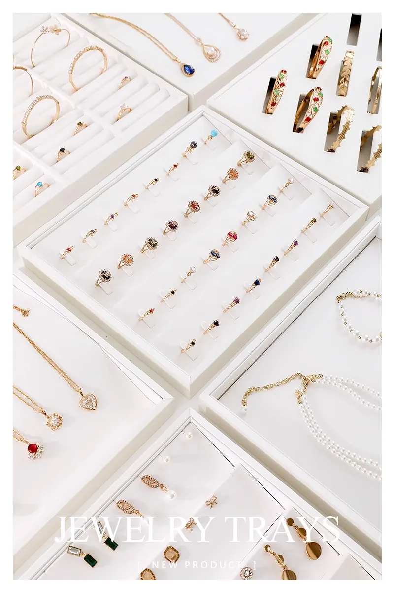 PU Leather Jewelry Display Tray for Drawer Counter Top Pendant Earrings Necklace Ring Organizer Bracelet Holder Storage Showcase