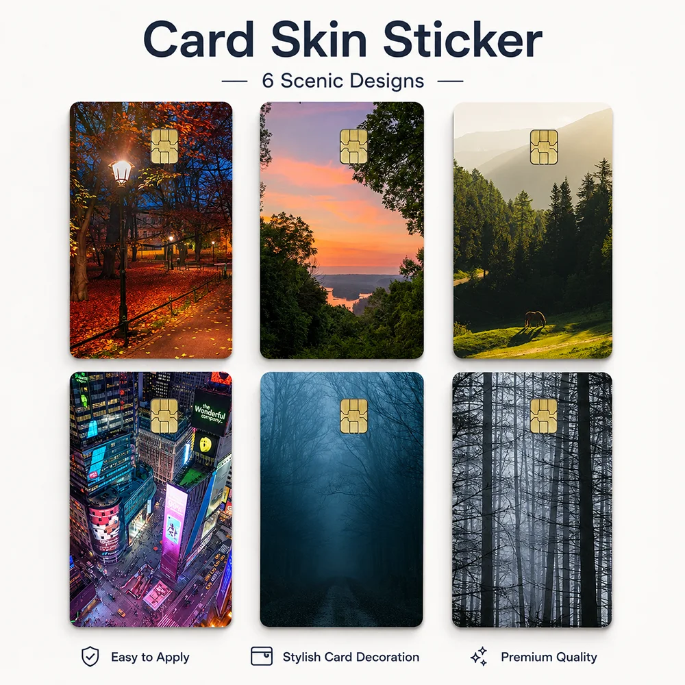 Scenic Card Skin Sticker Decorative Cover Creative Landscape Design Sticker for Bank Card DIY Personalized Card Decoration