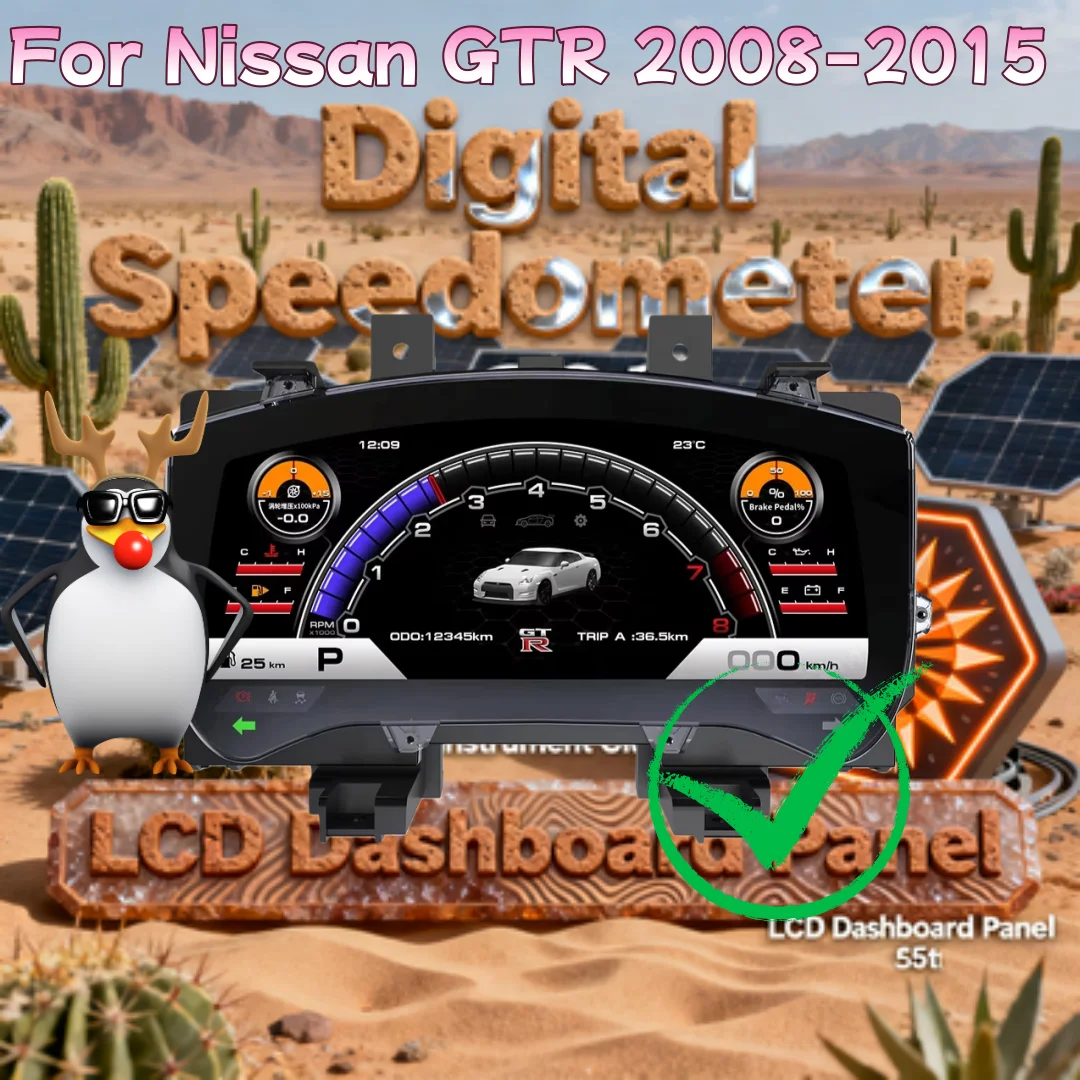 Car Dashboard LCD Instrument Speedometer For Nissan GT-R GTR 2008-2015 Digital Cluster Virtual Cockpit  Odometer Dash Panel