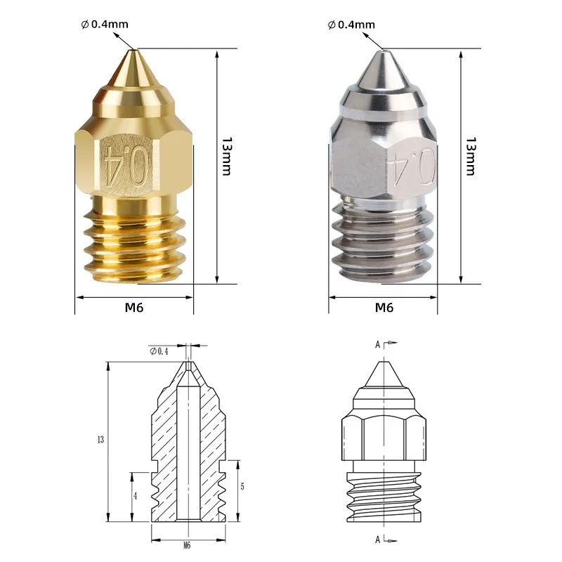 Ender 3 V3 SE Nozzle For Creality Hard Steel Copper Plated Nozzle High Speed Brass Nozzle For Ender-5/7 S1/CR6 SE CR5 PRO Nozzle