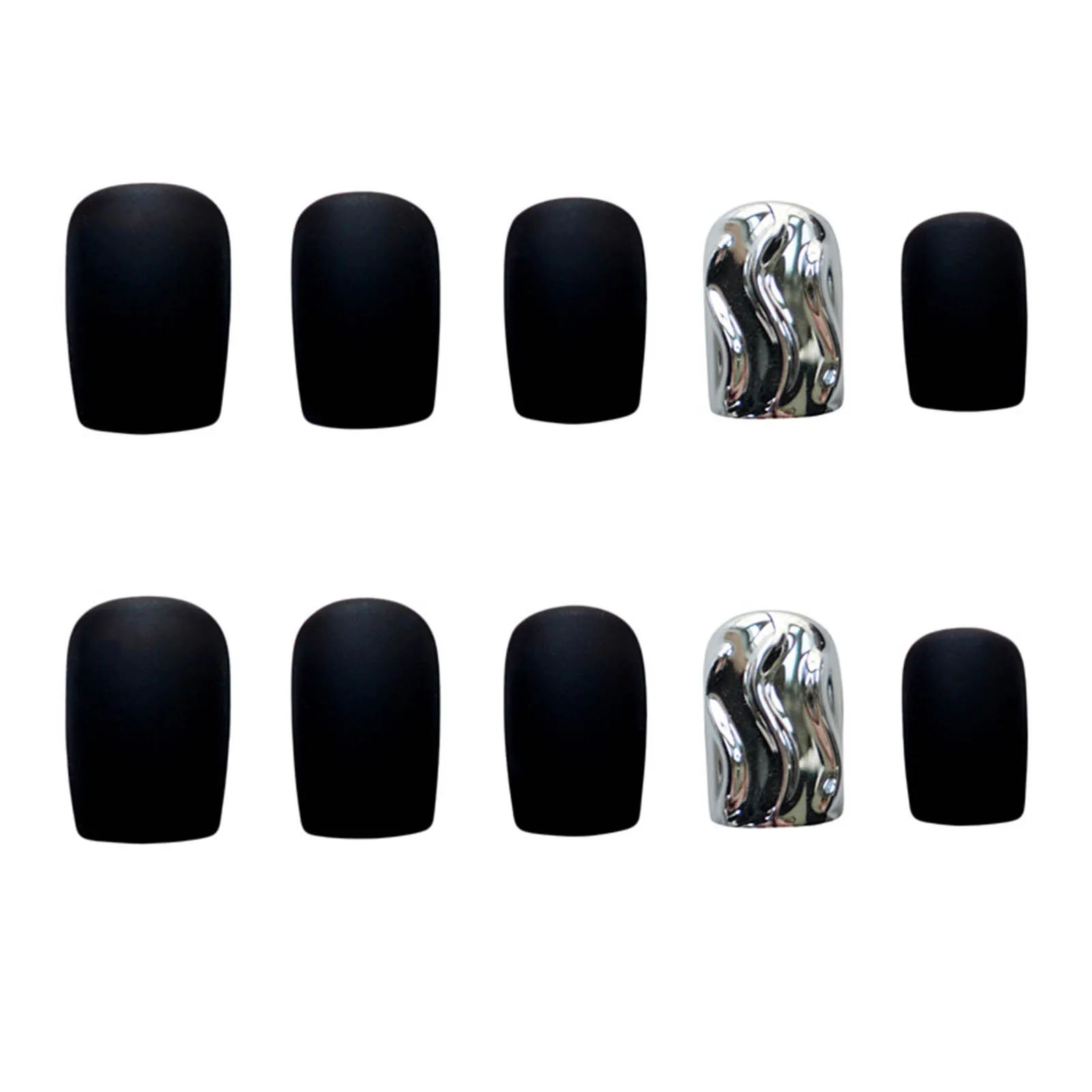 24pcs Frosted Black False Nails Press-on Nails Long Lasting Safe Material Waterproof False Nails for Finger Decoration Home Nail