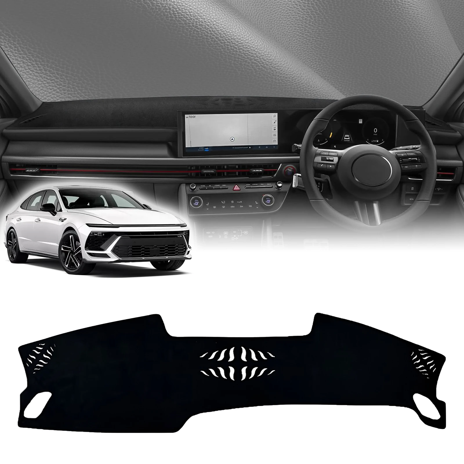 

Для Hyundai Sonata 2024-2026 N-line (без HUD) — Защитный коврик на приборную панель автомобиля, анти-УФ, солнцезащитный, нескользящий, для авто