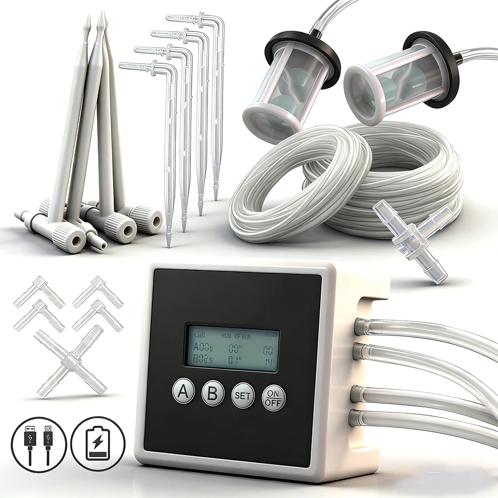 Mini Smart Dual-Pump Timed Drip Irrigation System for Garden Potting Plants 1/4