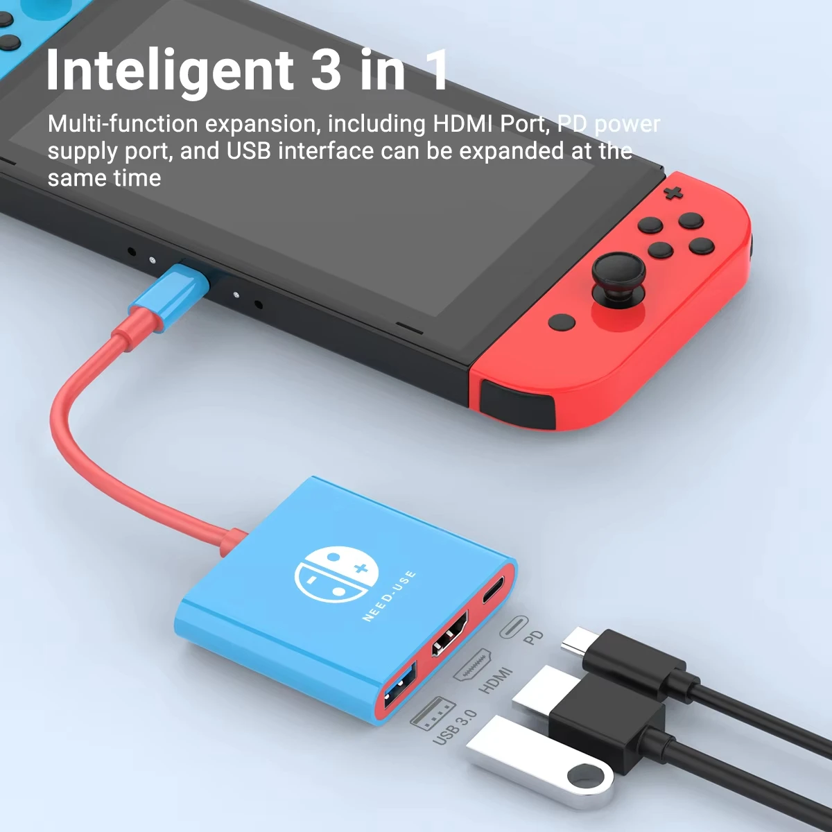 Xiaomi USB C To Hdmi Multiport Adapter 3-In-1 Type-C Hub Thunderbolt 3 To Hdmi 4K Output 100W Pd Port For Nintendo Switch New