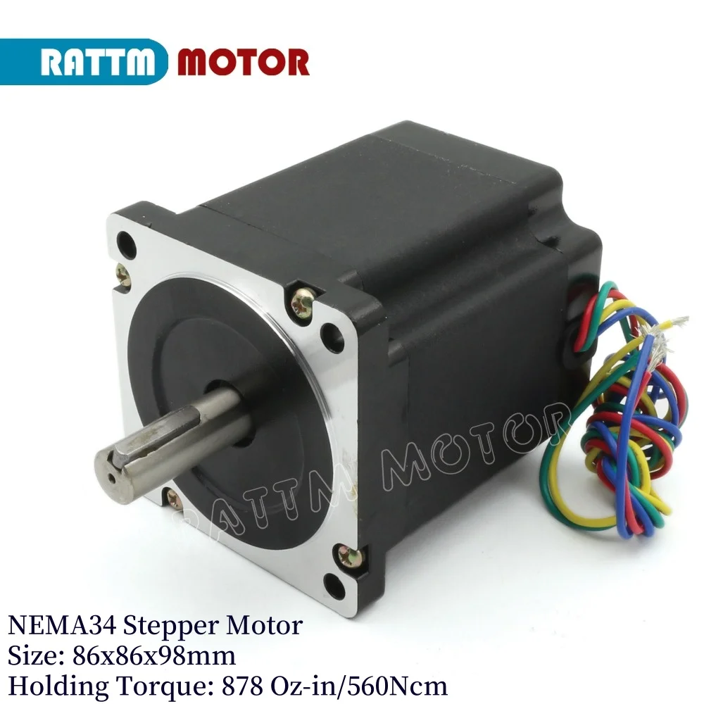 NEMA34 Stepper Motor 98mm 34HS9801/116mm 34HS4802 34HS4802B/154mm 34HS5802B Single/Dual Shaft For CNC Router Machine
