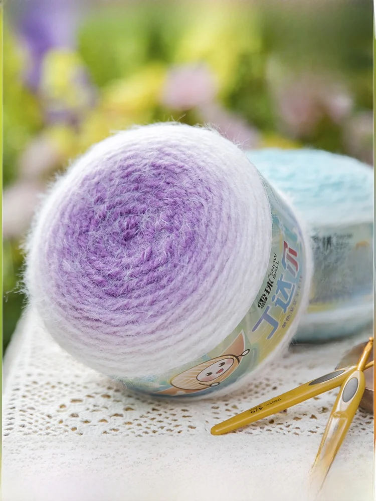 

adient Wool Yarn M Size 200g Handmade Knitting Long Pile DIY Bouquet Blanket Snowball Brand Summer 2025 Clothing Fabric