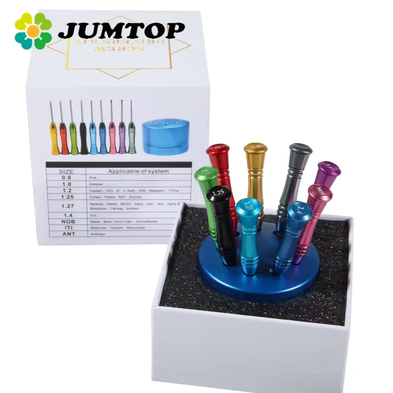 

JUMTOP 9Pcs/Set Dental Implant Screw Driver Laboratory Micro Screwdriver with Handle for Implants Drilling Dentist Tools