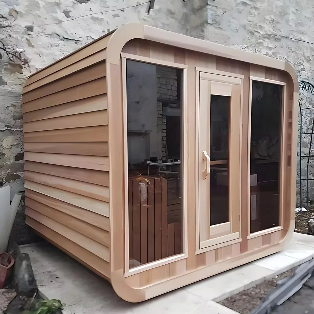 Modern Design Outdoor Sauna 2-6 Persons Wet Steam Indoor/Outdoor Hemlock Sauna Lodge