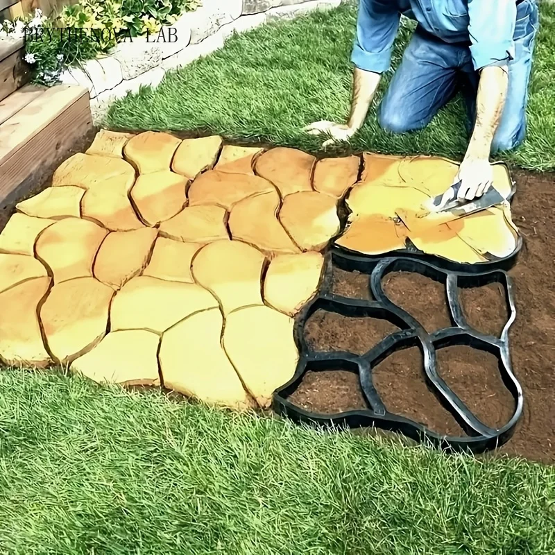 2pcs Interlocking Concrete Molds - Durable Plastic Hexagonal/ Designs Garden Parking Use Easy on Grass Paving Tools
