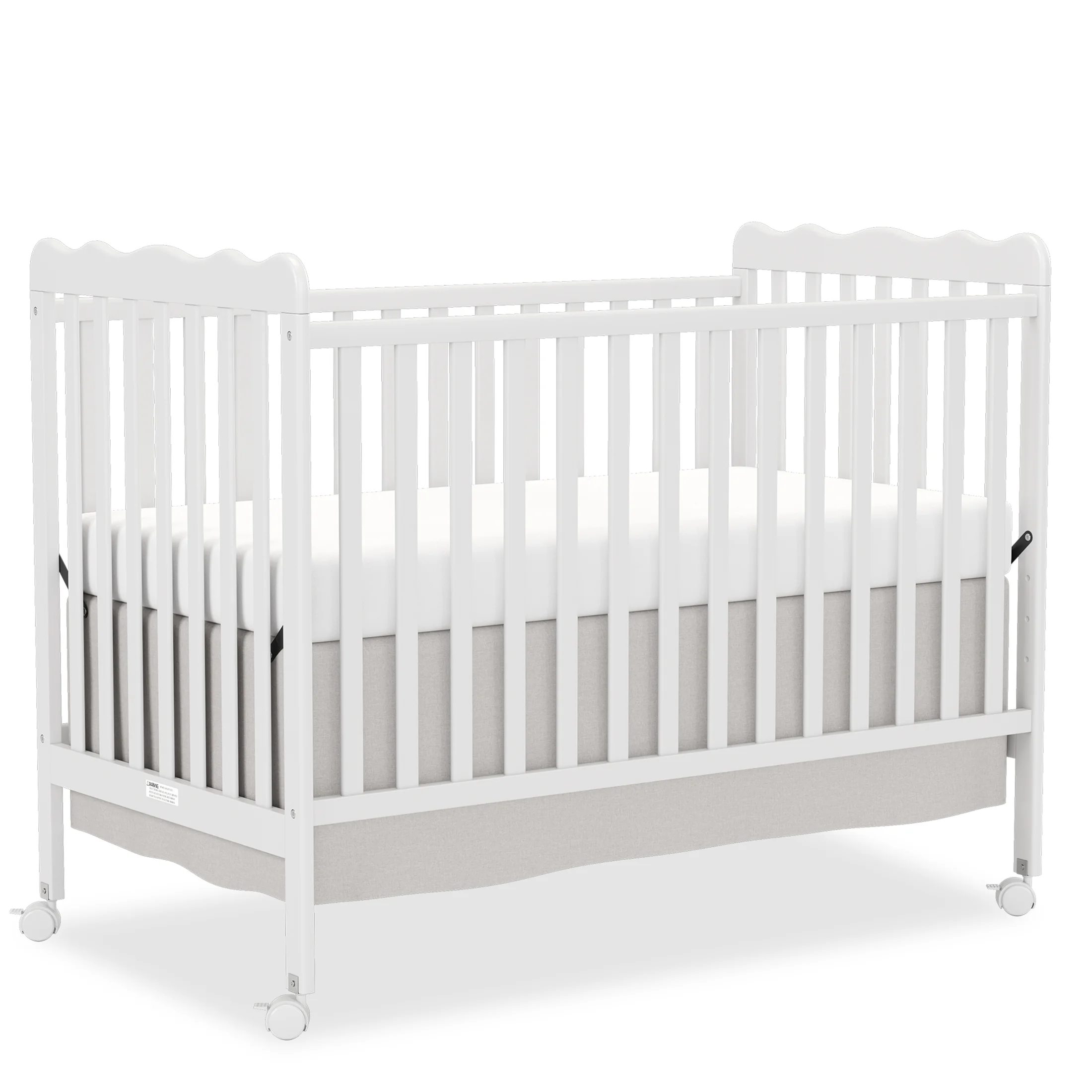 4-in-1 Convertible Wooden Baby Crib, Converts to Toddler Bed & Daybed, 3 Adjustable Mattress Heights, Non-Toxic Finish, Removable Wheels