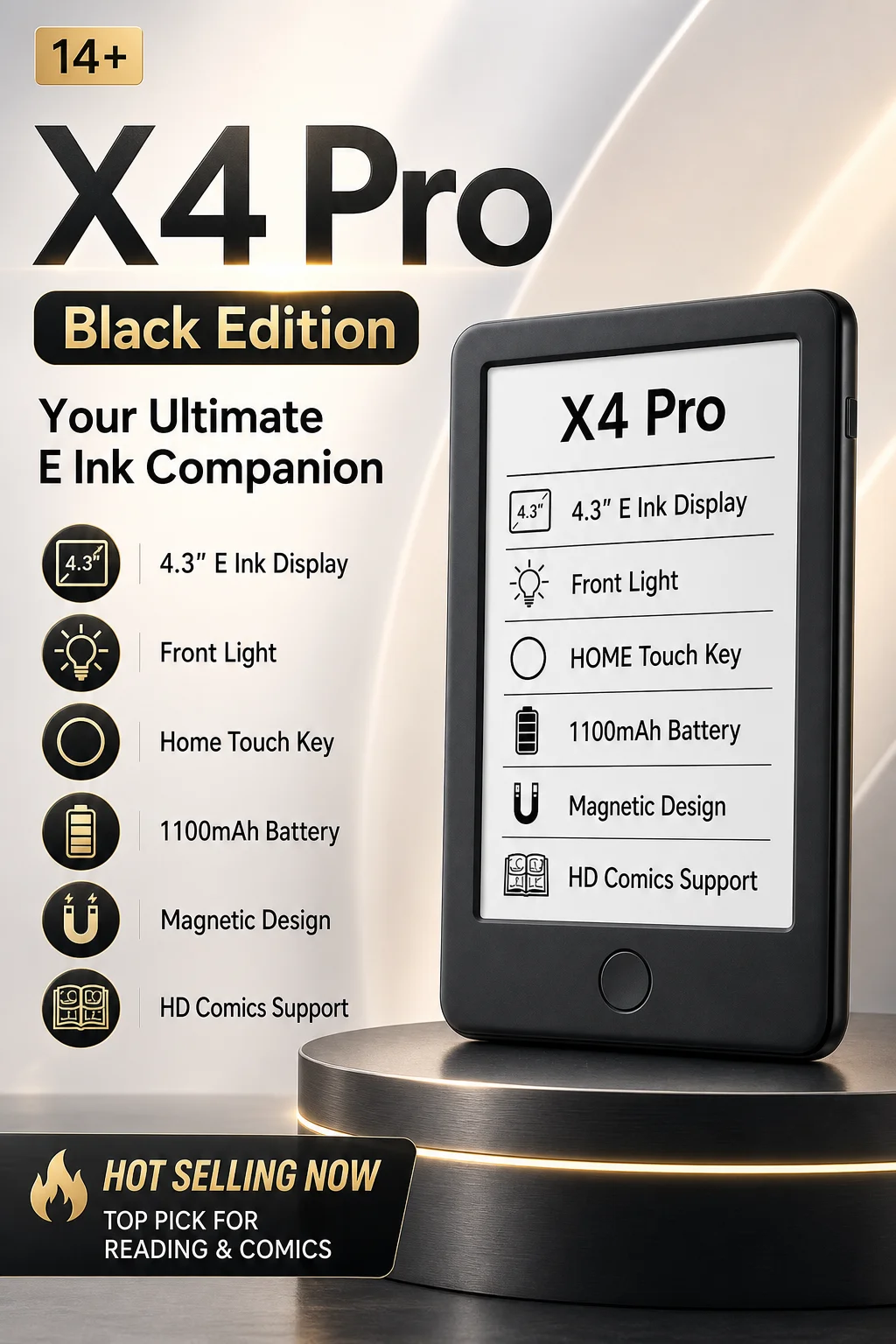 XTEINK E Book Reader X4 Pro 4 3 Inch E Ink Display Front Light Portable Eye Protection Ultra Thin Lightweight Hd Comics Pocket