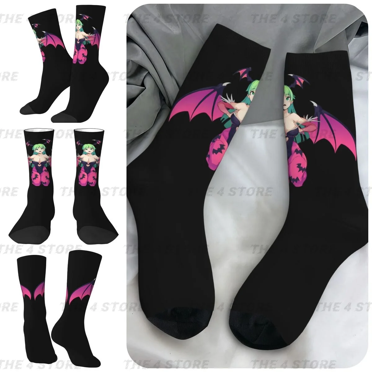 

Morrigan Aensland Darkstalkers High elasticity polyester fiber Men and Women printing Socks