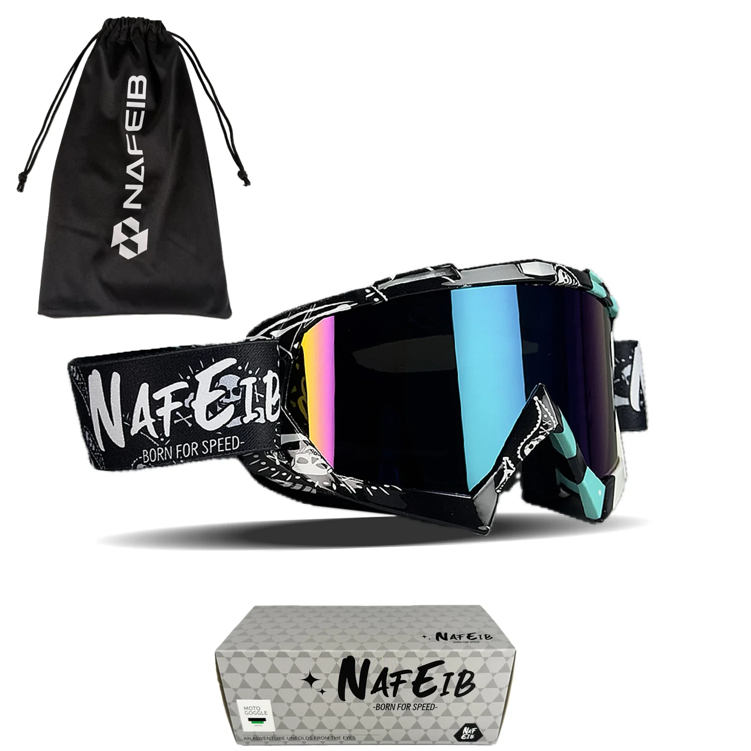 

1 шт. многоцветные мотоочки без носовых прокладок - защита от УФ-излучения UV400, ударопрочные, водонепроницаемые и ветрозащитные, регулируемый ремешок для всех размеров головы