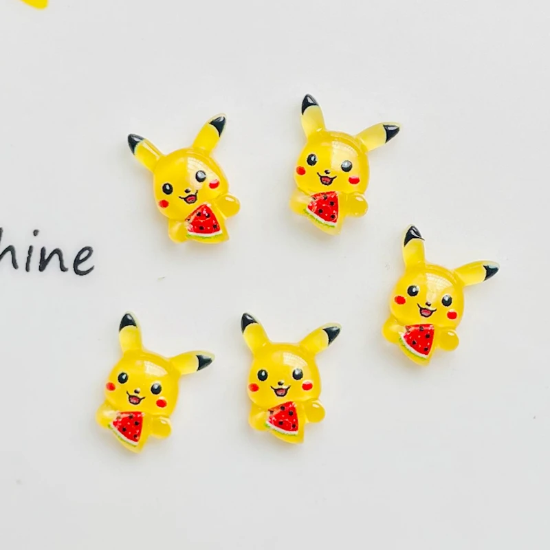 30 Pcs New Cute Mini Cartoon Shiny Fruit Animal Pikachu Resin Scrapbook DIY Jewelry Ornament Manicure Decorate Accessories