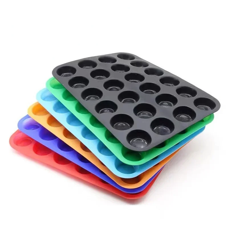 24 Cup Silicone Muffin Pan &Cupcake Baking Pan Non-Stick Silicone Cake Round Mini Muffin Pan Form Cake Decorating Mold