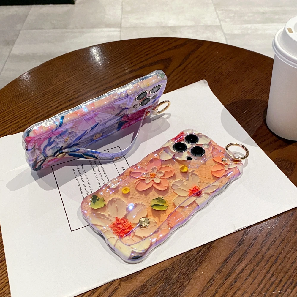 ピンクの花が付いた豪華な電話ケース,耐衝撃性の電話ストラップ,耐衝撃性,iPhone 16,11,12,13,14,15 pro max plus
