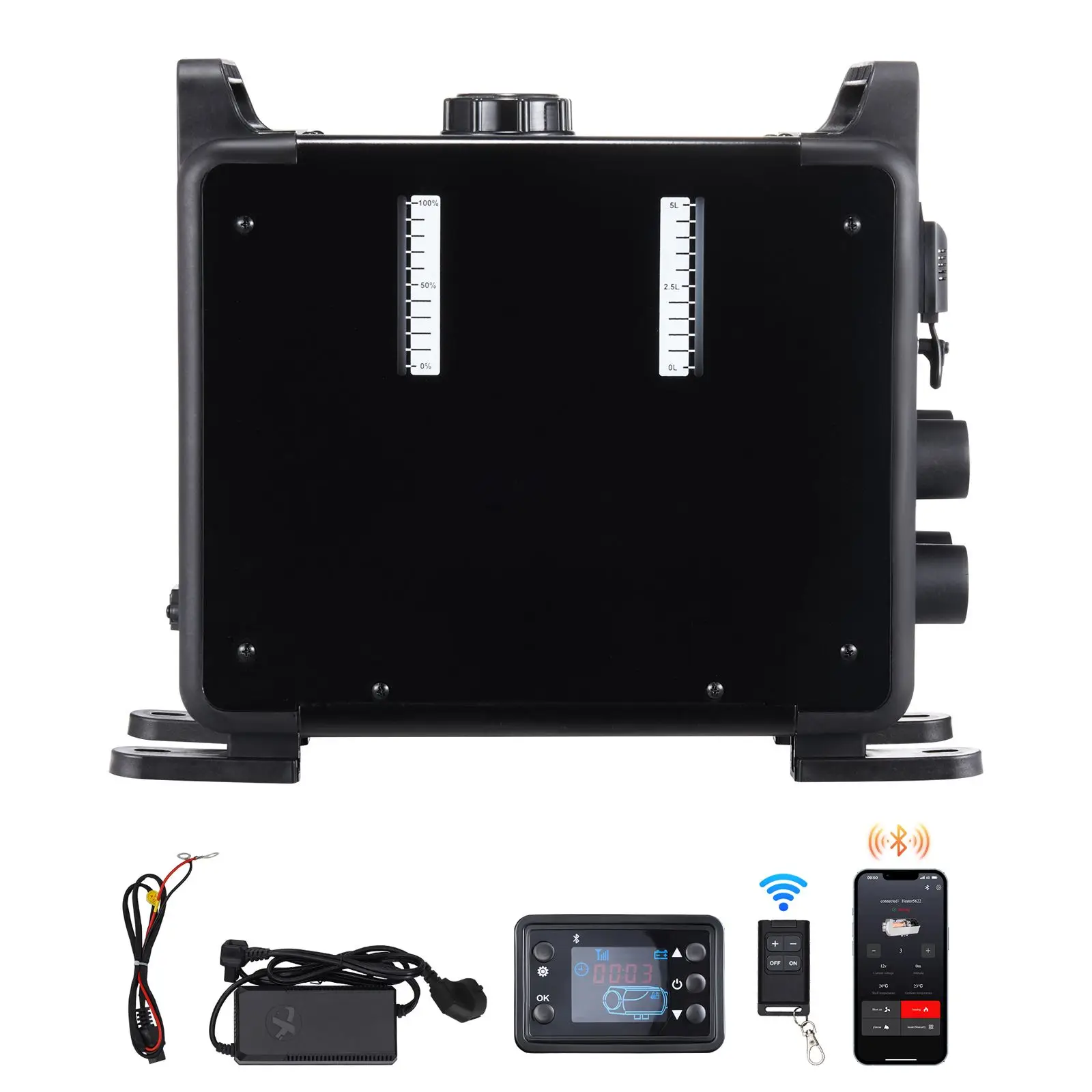8KW Diesel Heater, 12V/24V All in One Diesel Air Heater, Bluetooth APP Control, Remote Control and Display Screen, CO Alarm