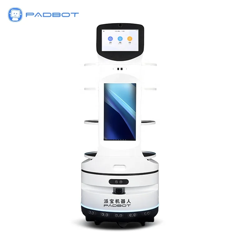 Commercial Waiter Robot AI Humanoid 4-Compartment Auto Charge Self-Driving Food Delivery With Laser Navigation & 4G/5G