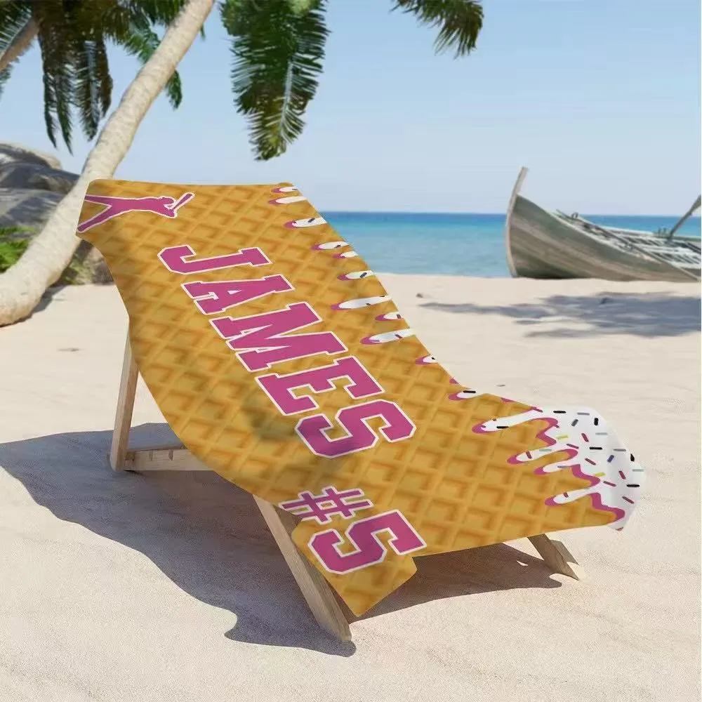 1Pc Personalized Ice Cream Drip Baseball Beach Towel Soft and Comfortable Drip Beach Pool Towel Team Gift Holiday Gift