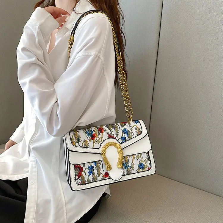 

Retro Organizer Satchel, Square Profile with Flap, Two Compartments, Chain Strap for Shoulder & Crossbody, New 2026 Edition