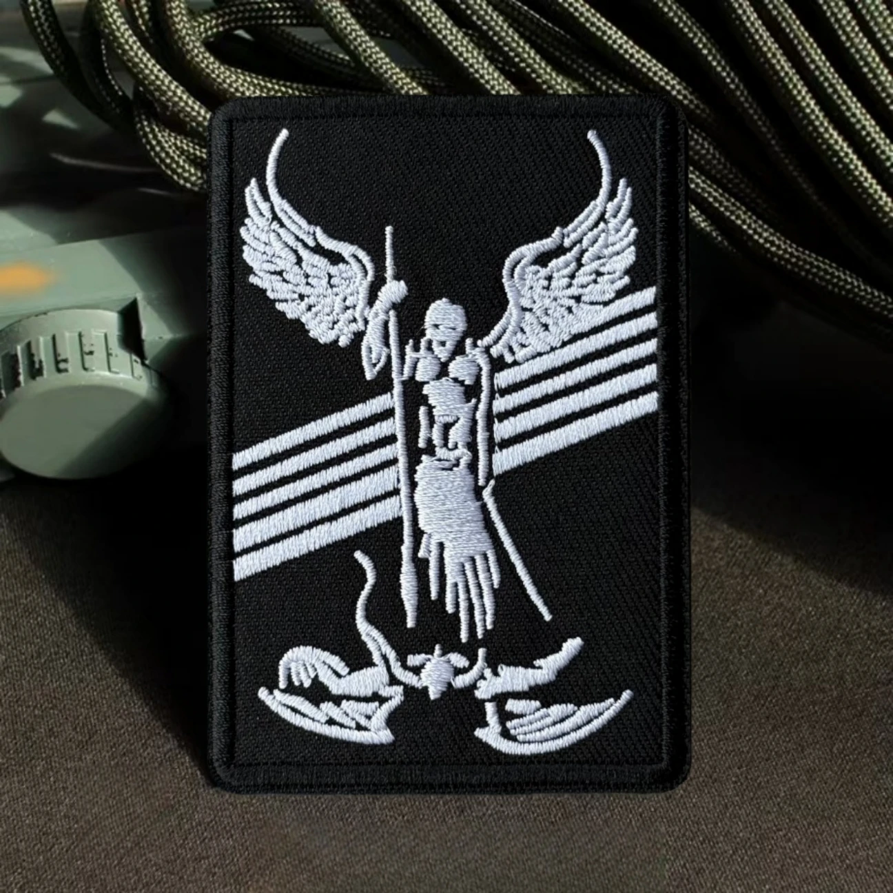 Parche táctico bordado Arcángel Miguel Good Always Wins para mochila militar
