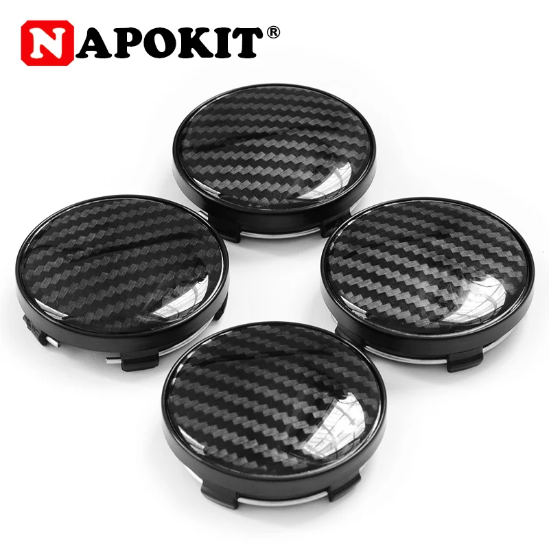 4pcs 60mm with 56mm Aluminum+Resin 3D Carbon Fiber Pattern Logo Car Wheel Center Hub Cap Dust-proof Cover Car Accessories