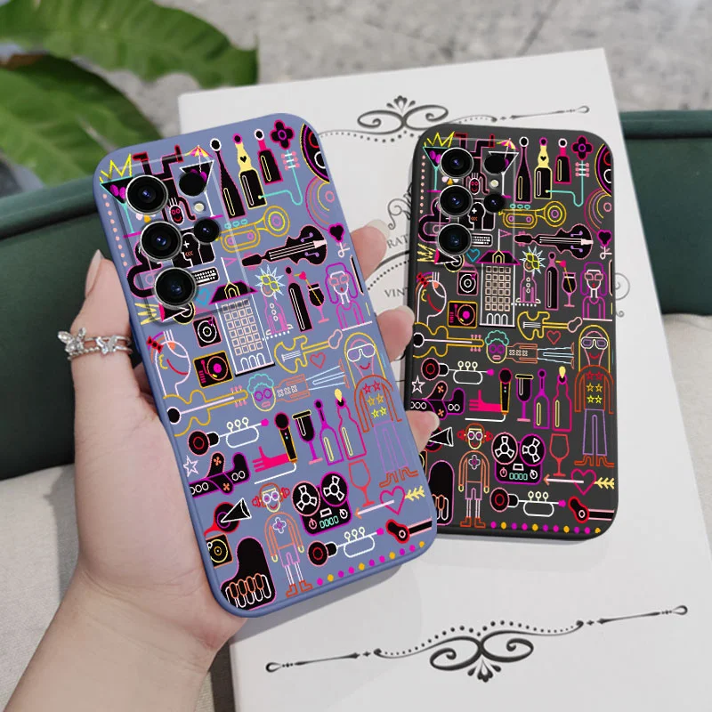Neon Light Phone Case For Samsung Galaxy S25FE S24 S23 S22 S21 S20 S10 S10E Ultra Plus FE Note 20 Ultra 10 Plus Cover