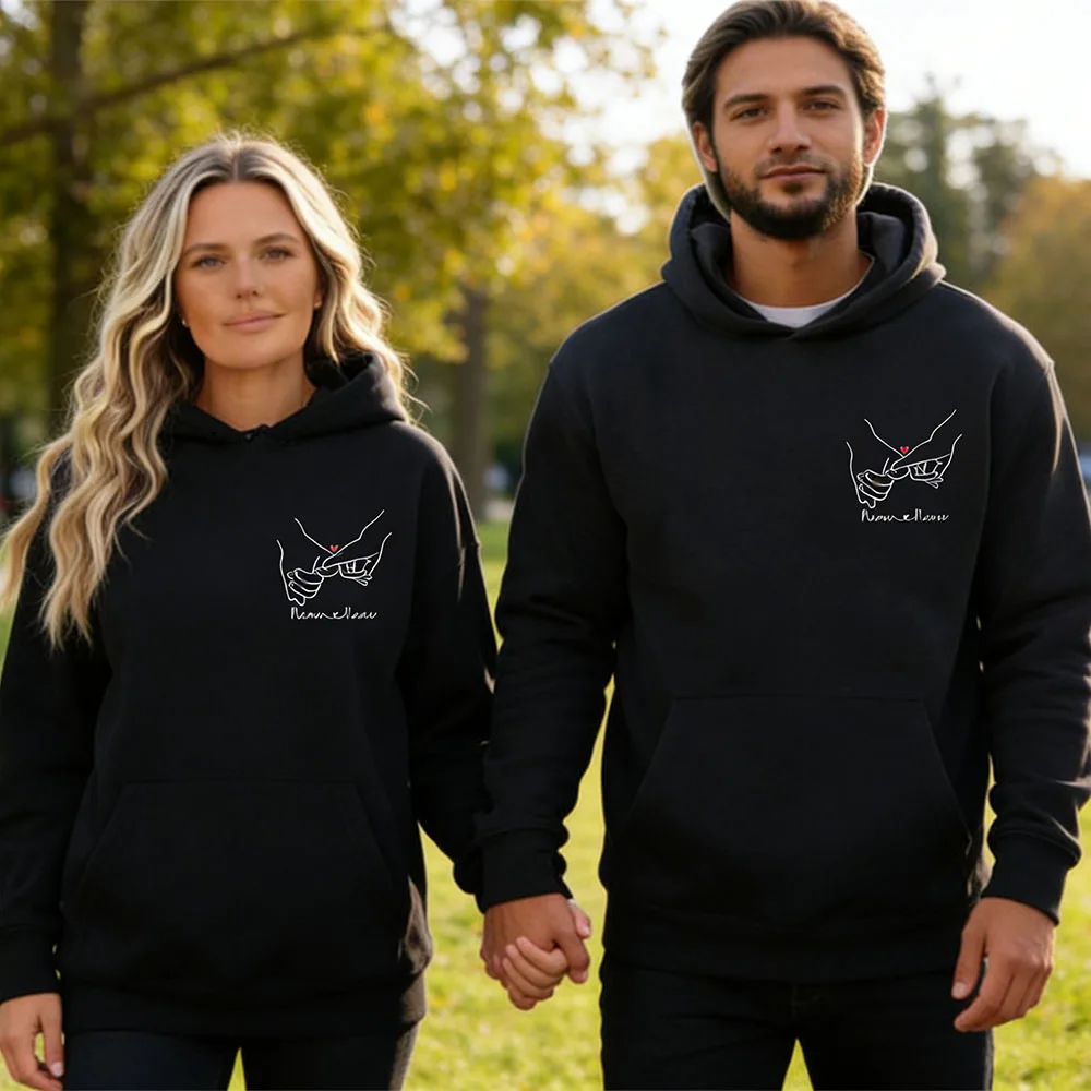 เสื้อฮู้ดคู่รักสั่งทำพิเศษ พร้อมชื่อและวันที่ ของขวัญวันวาเลนไทน์ เสื้อฮู้ดคู่รักเข้าชุด ฉลองวันครบรอบแต่งงาน คำสัญญาอมตะ