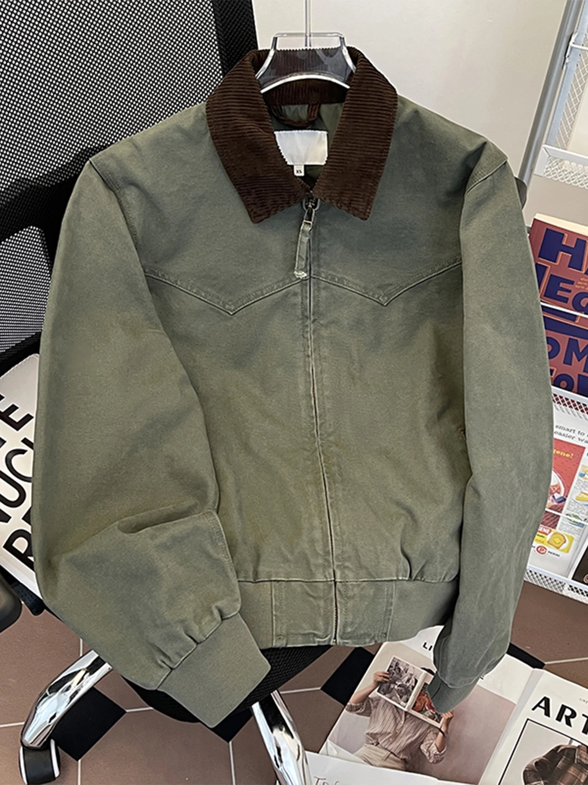 

Jacket Coat Beige Mens American Style Western Cowboy Embroidery Vintage Classic Stylish Elegant Casual Fashion Menswear Outer Bf