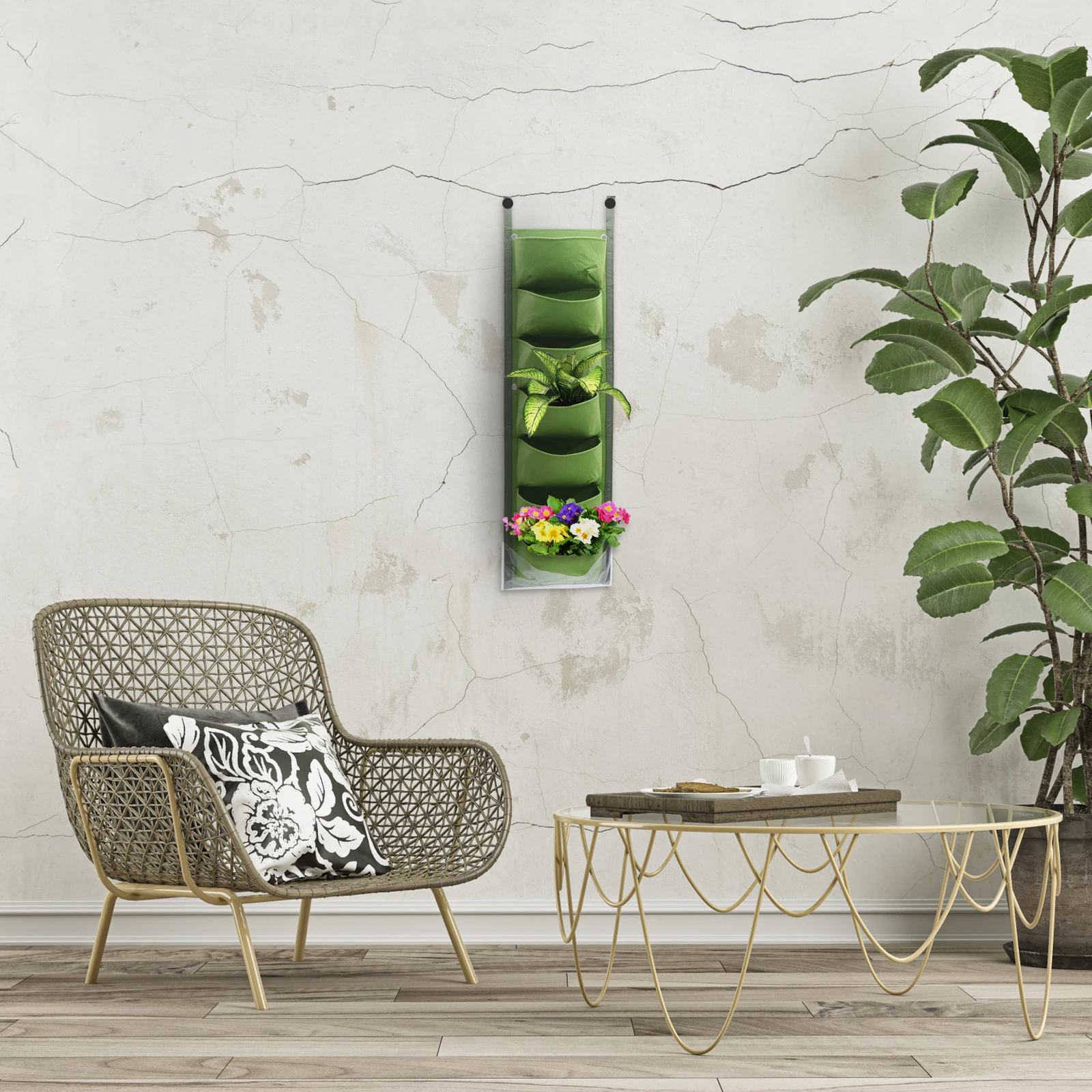 

Wall Mounted Planting Bags Vertical Garden Planter Felt Cloth Waterproof Grow Bag 7 Pockets Storage Hanging Planter Plants Small