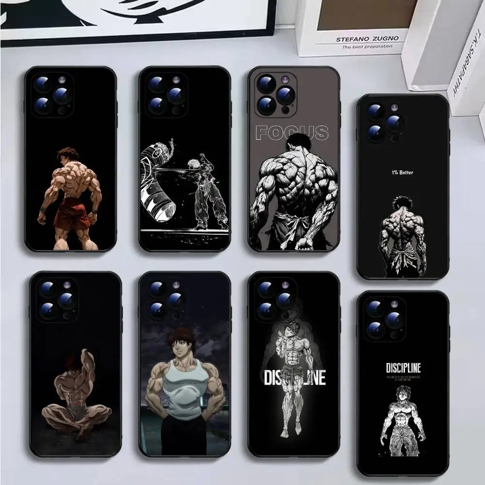 

Anime Baki Phone Case For iPhone17,16,15,14,13,12,11 Plus,Pro Max,Soft Black Cover