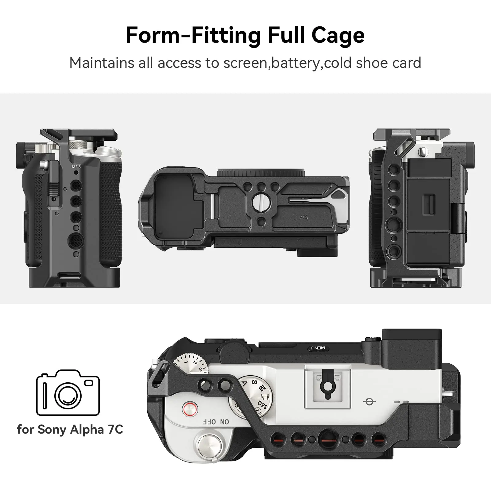 SmallRig A7C Aluminum Alloy Full Cage Camera for Sony A7C, with Arca-Swiss Quick Release Plate ARRI Camera Cage - 3081B